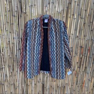 Vintage Graff California chevron print heavy knit wool mohair Cardigan jacket 14